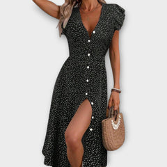 Stylish Polka Dot Midi Dress