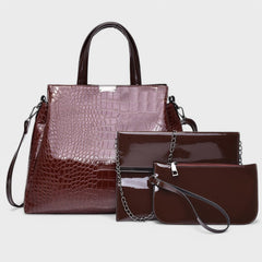 CASA - Elegant 3-piece Black Crocodile Leather Bag Set