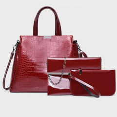 CASA - Elegant 3-piece Black Crocodile Leather Bag Set