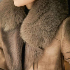 Sheepskin Coat with Fur Collar