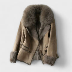 Sheepskin Coat with Fur Collar