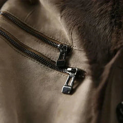 Sheepskin Coat with Fur Collar