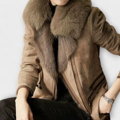 Sheepskin Coat with Fur Collar