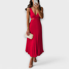 Elegant midi evening dress with pleats
