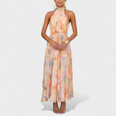 MIVA | Abstract Halter Maxi Dress