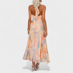MIVA | Abstract Halter Maxi Dress
