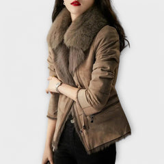 Sheepskin Coat with Fur Collar