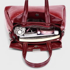 CASA - Elegant 3-piece Black Crocodile Leather Bag Set